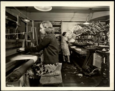 Women on the Loom Floor at the New York Association for the Blind, 111 East 59th Street, New York by Byron Company
